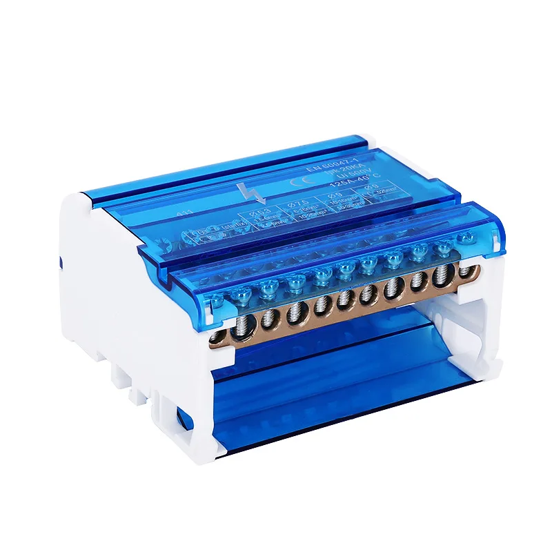 UK411 Wire Electrical Connector Din Rail Terminal Block Copper Wiring Terminal Wire Splitter Divider Power Distribution Box