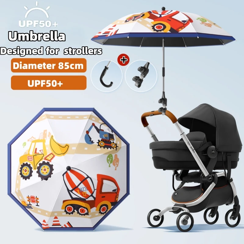 

Stroller Umbrella Universal Fit 360 Adjustable Stand Pram Umbrellas UPF50+ Sun UV Protection Rain Parsol for Pushchair Strollers