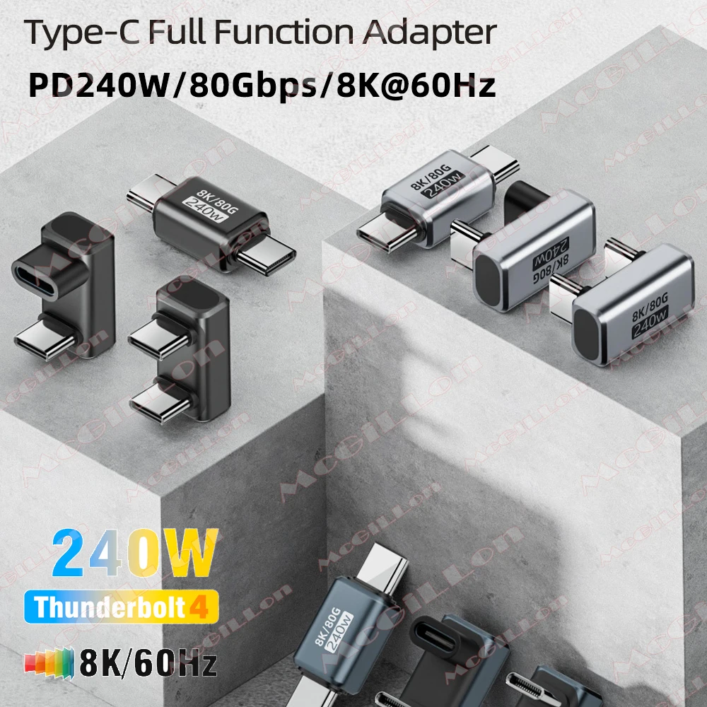 PD240W USB4.0 Type C Converter Metal 80Gbps 8K Video Output Fast Charging Data Sync USB-C Adapter for iPhone iPad Laptop Monitor
