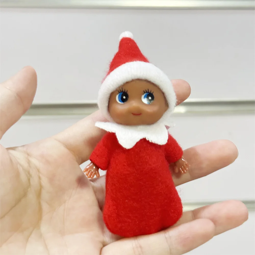 1/2Pcs Christmas Elf Doll Small Baby Twins in Bib Miniature Accessories Boy and Girl Toy Suitable for Xmas New Year Decorations