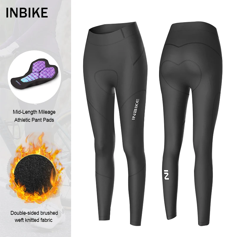 INBIKE Women Cycling Winter Thermal Fleece Cycling Trousers For Women Windproof Long Bike Pants Road Bike Warm Cycling Pants