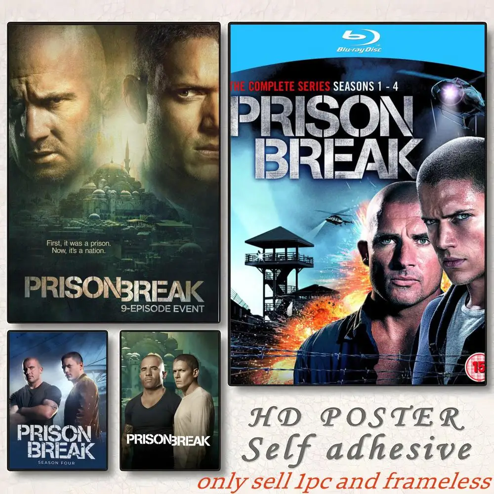Crime Thriller TV Series Prison Break-B Poster Self-adhesive Painting with prints Home bedroom living room decoration
