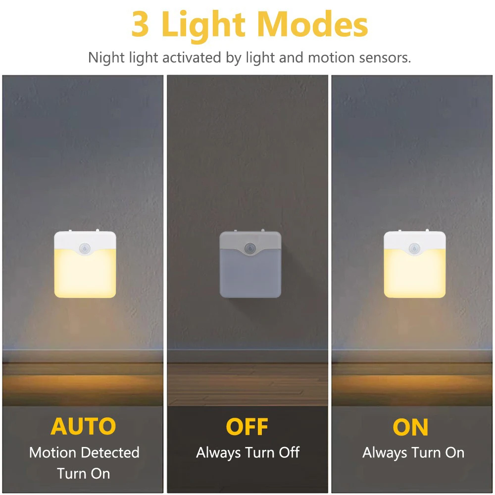 Motion Sensor Night Light LED Wireless Night Lamp US EU UK AU Plug Energy Efficient Dimmable Sensor Stairway Lamp for Bedroom