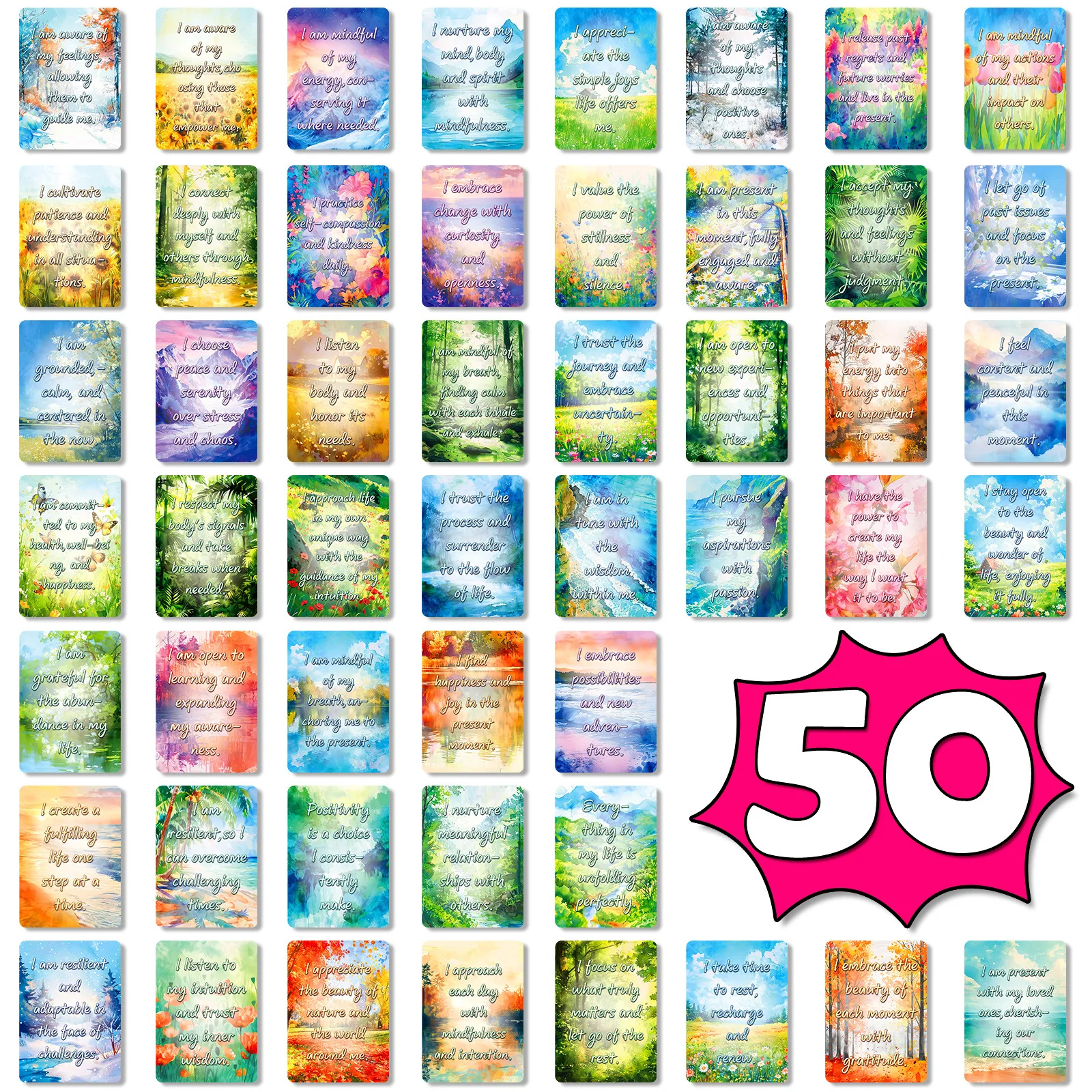 Inspirational Kids Education Quotes - 50 Pezzi Cartoline Ispirazionali con Paesaggi