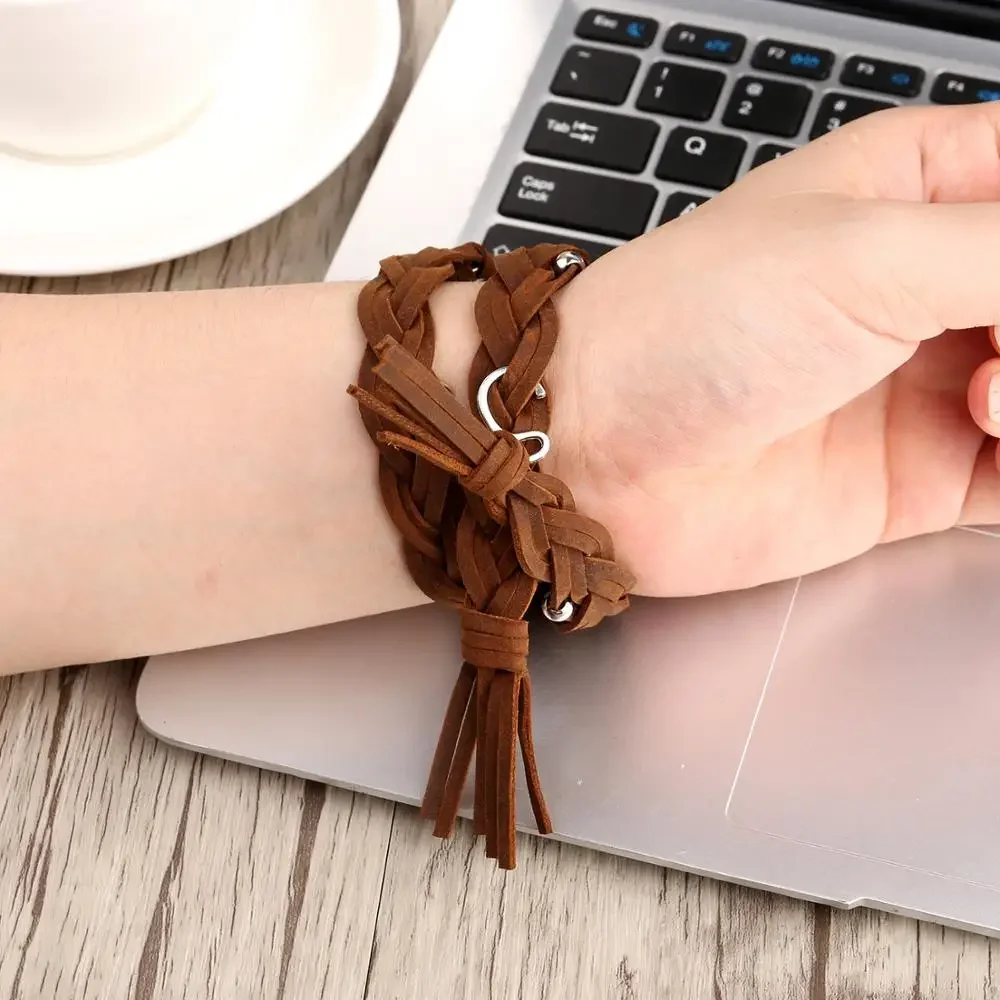 Leather braided strap For Apple Watch UItr 10 9 8 7 45mm 41mm 42mm 46mm Series 6 5 4 SE 44mm 40mm Double Loop Wristband Bracelet