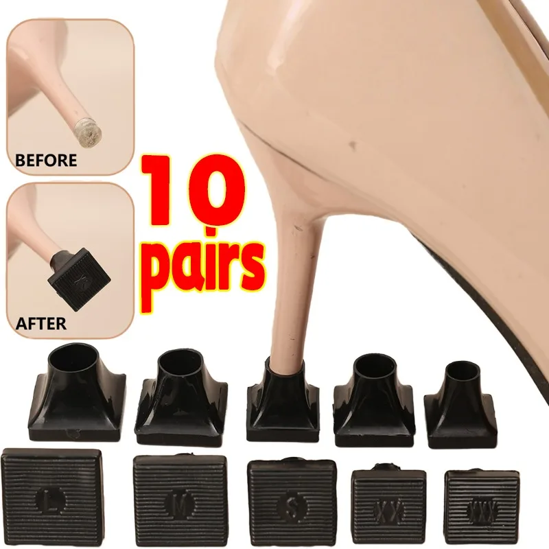 1-10 أزواج حماة عالية الكعب المضادة للانزلاق كعب مربع يغطي للنساء الفتيات الزفاف العشب برهان تخفيض كعب إكسسوارات أحذية