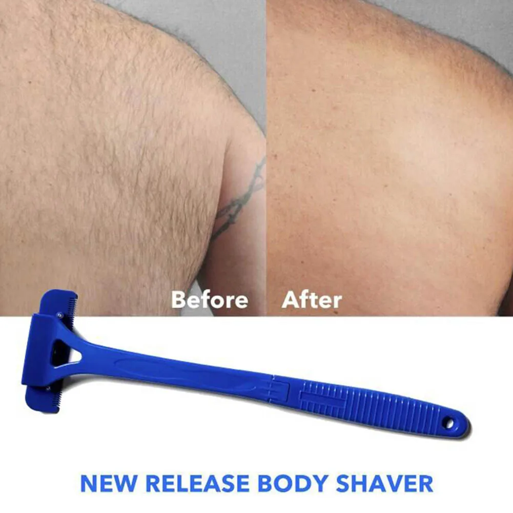 Long Handle Folding Shaver for Men Body Back Hair Trimmer Body Leg Razor Shaver Hair Removal Tool with 5Pcs Replaceable Blades