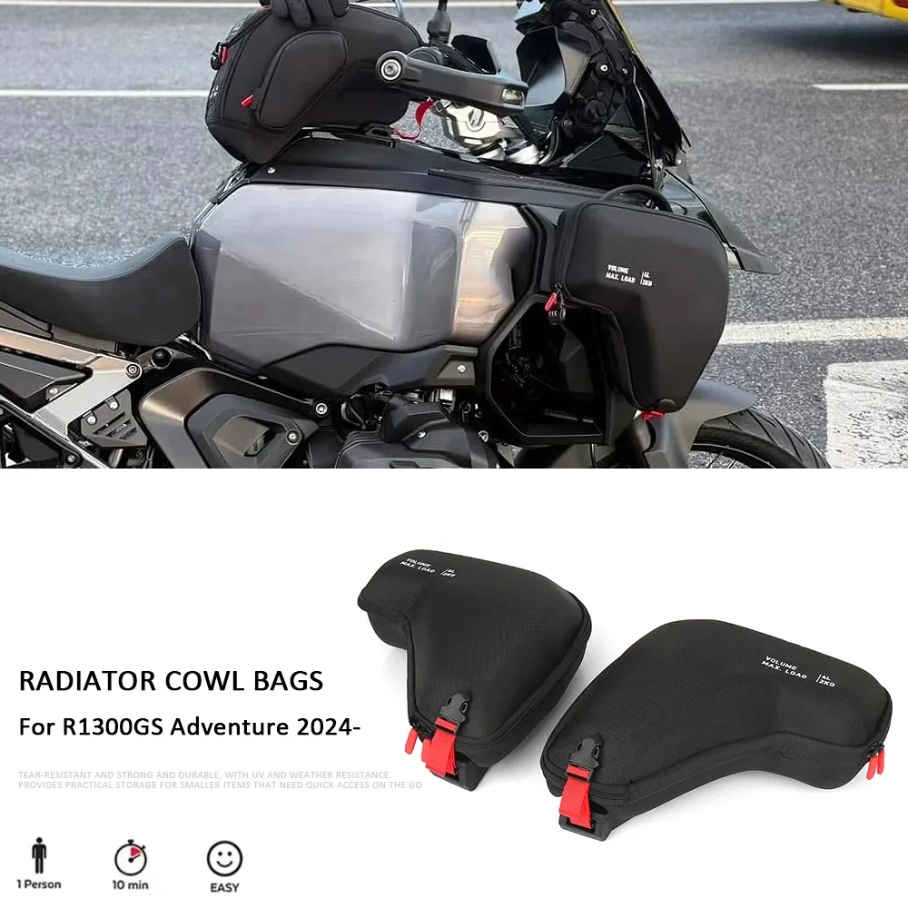 

R1300GS приключенческие аксессуары для мотоциклов, обтекатель, левый и правый, сумки на капот радиатора, водонепроницаемые для BMW R 1300 GS ADV R1300GSA 2024-