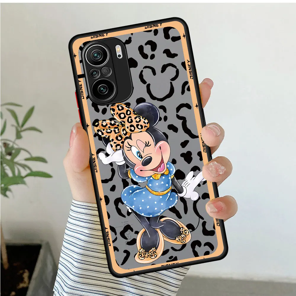 Disney Minnie Leopard Print phone Case For Xiaomi Redmi Note 12 5G 9 11 13 Pro 4g 8 10S 10 K40 11S 12S 9 9s fundas Matte Cover