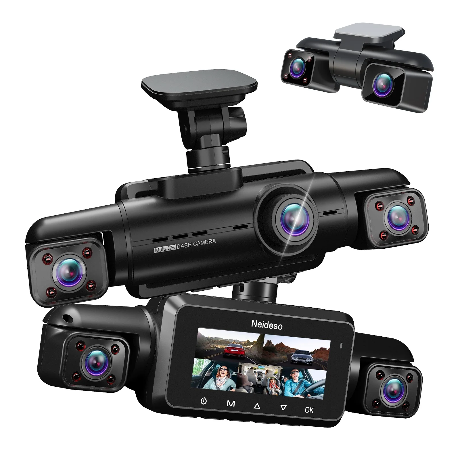 5 Channel Dash Cam AI DMS STARVIS 2 Dash Camera With Built-in GPS 2.7K Front 1080P Rear Left Right Cabin Dashcam