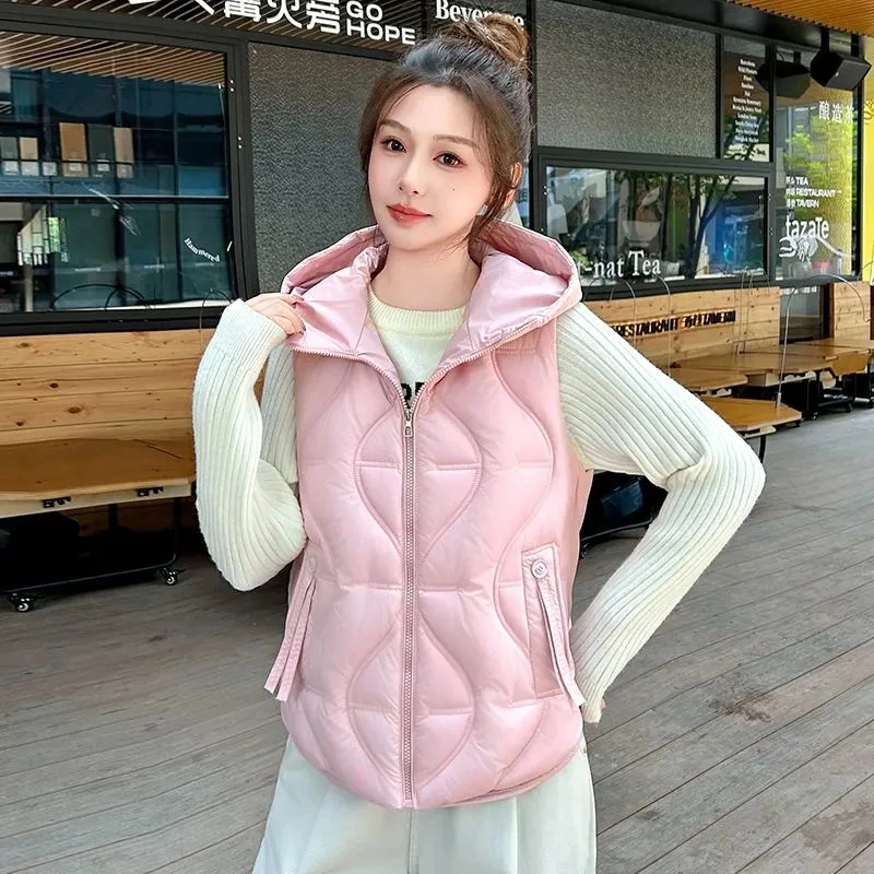 Mode frauen Weste Mantel Joker Neue Weibliche 2025, Herbst Winter Koreanische Jacke Mit Kapuze Damen Strickjacke Lose Weste Over