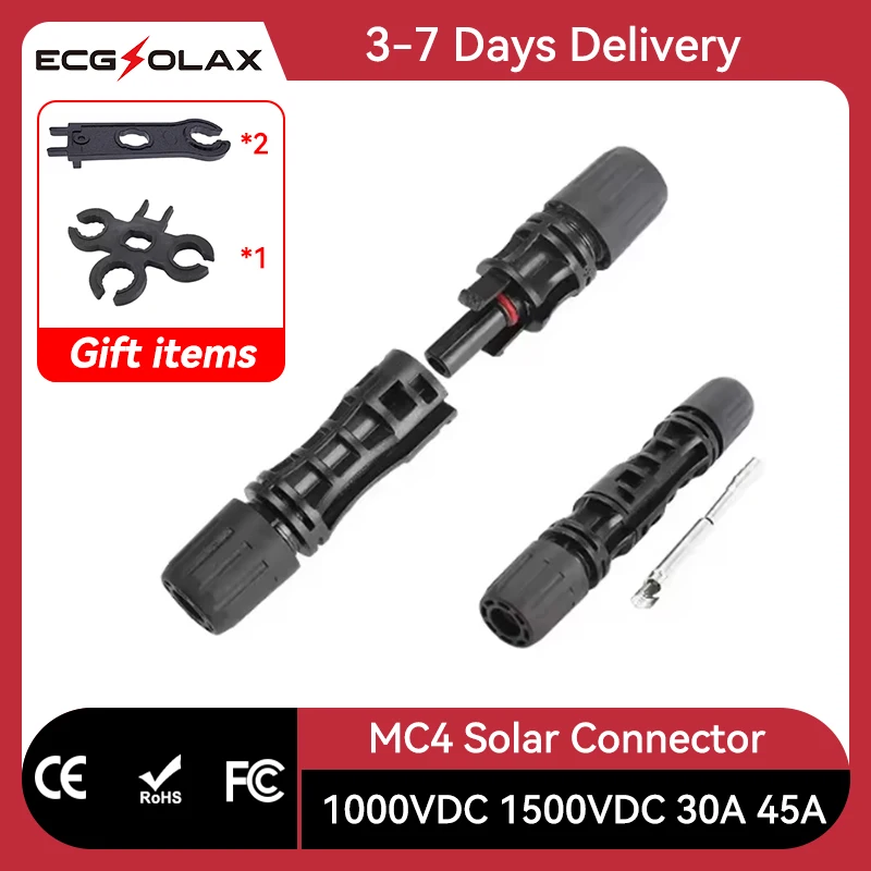 

ECGSOLAX 10 Pcs Solar Connector PV Plug 1000V DC 30A Connectors Kit for Solar Panels Photovoltaic System 30A 45A 1000VDC 1500VDC