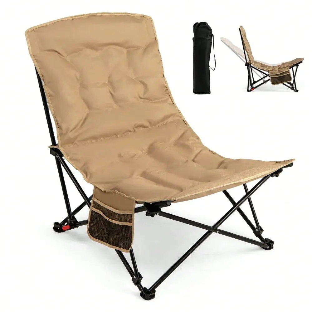 

Portable Folding Camping Chair With 500 LBS Support Side Pocket And Carry Bag
