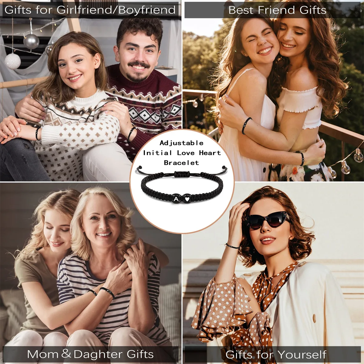 

26 Letters Initial Heart Bracelets Handmade Adjustable A-Z Name Braided Bracelets For Women Men Friendship Jewelry Gifts