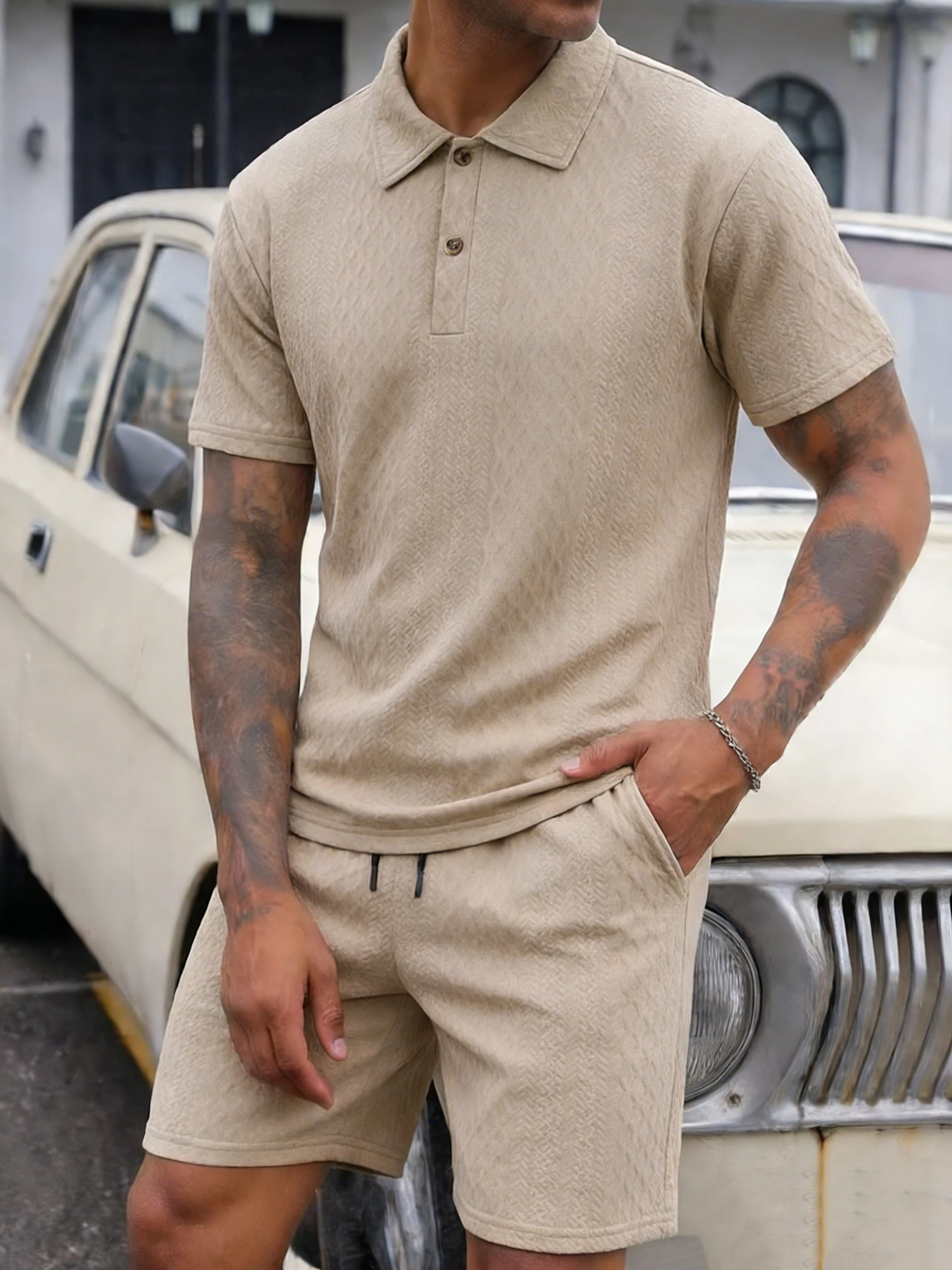 

Solid Daily Classic Jacquard Polo Short Sleeve Mens New Set Summer Commute Vacation Tops Cool Loose Britches Comfortable Clothes