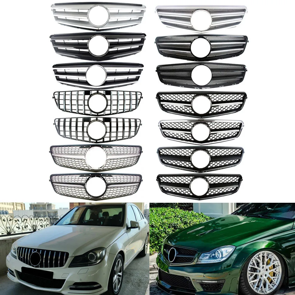 

Бампер для передней решетки автомобиля для Mercedes Benz W204 ClassC C200 300 350 2008 2009 2010 2011 2012 2013 2014 AMG, Алмазная решетка GT BLK
