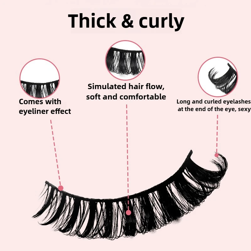 10쌍 3D 밍크 고양이 속눈썹 풍성하고 가벼운 볼륨감의 인조 속눈썹 두꺼운 재사용 가능한 가짜 속눈썹 부드럽고 편안한 아이 메이크업 속눈썹