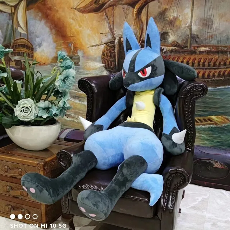 180/160CM Large Big Size Lucario Pokemon Plushies Cartoon Anime Peluche Kawaii Stuffed Ornament Comfortable Soft Doll Toy Gift