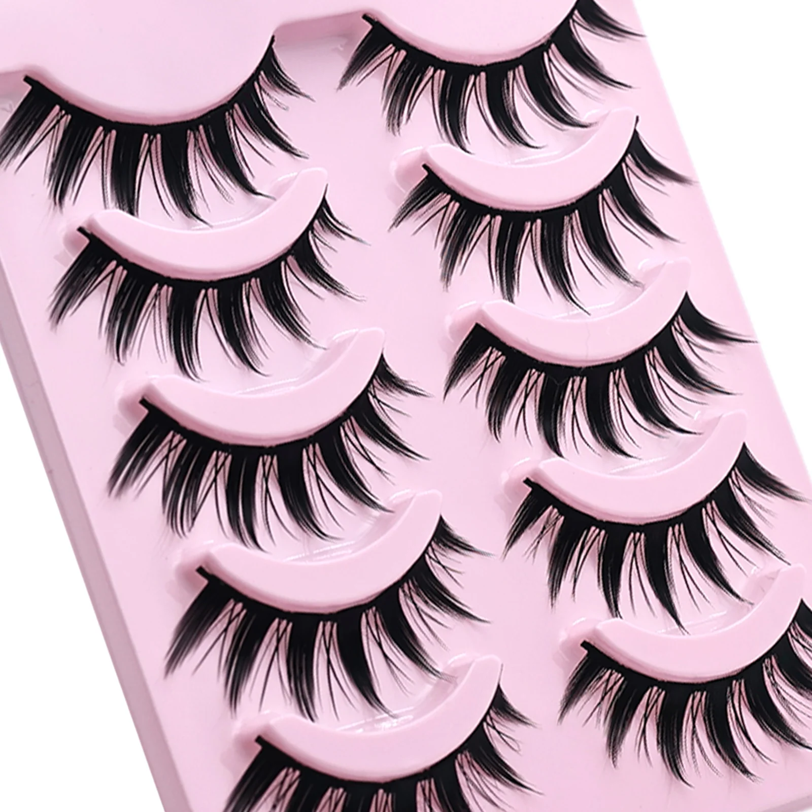 5 Paar Manga-Katzenaugen-Wimpern, natürliche, flauschige 3D-Volumen-Wimpern, wiederverwendbare, weiche Kunstwimpern – Detail 6