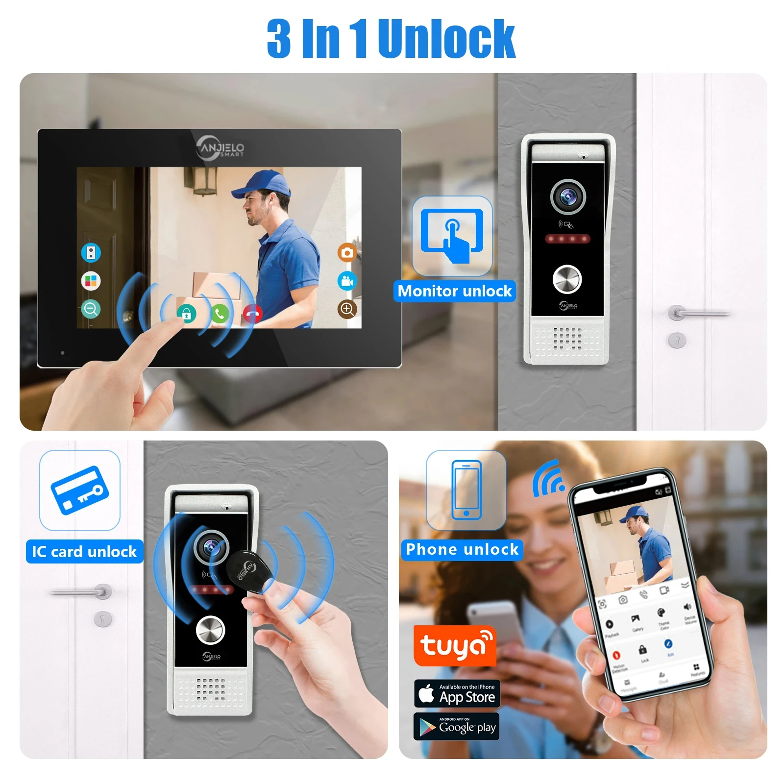 Wifi Apartment Video Intercom Door Phone 1080P Wired Doorbell Camera Access Control Card 7/10 Inch Monitor Touch Screen for Home