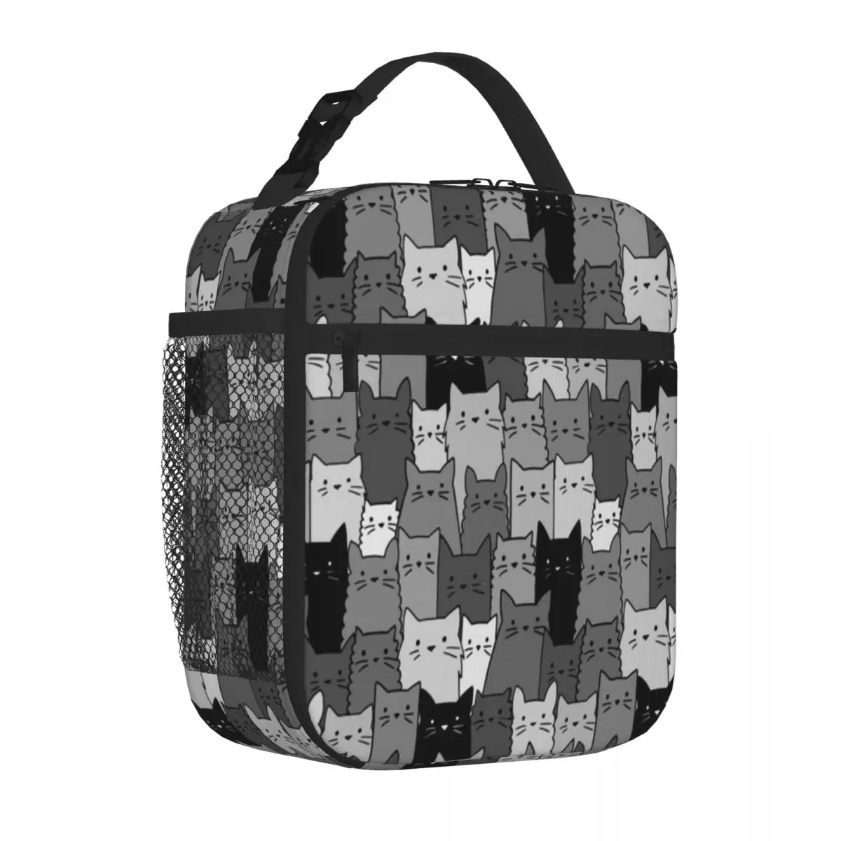 Hot Sale Silent Cats Monochromatic Classic Camping Lunch Bag Train Ride Food Tote Bag