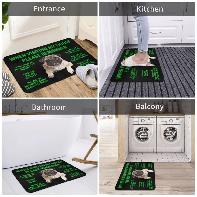 Lovely Pug Dog Front Door Floor Entrance Mats Outdoor Bathroom Kitchen Doormat Garden Carpet Rug