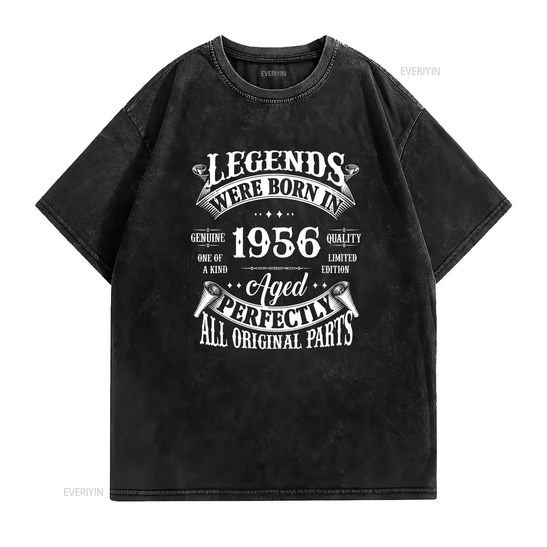 Vintage Legende Født i 1956 Limited Edition 69 års Fødselsdag T Shirt Ægte '56 Retro Skriftdesign Klassisk Fit Rund Hals