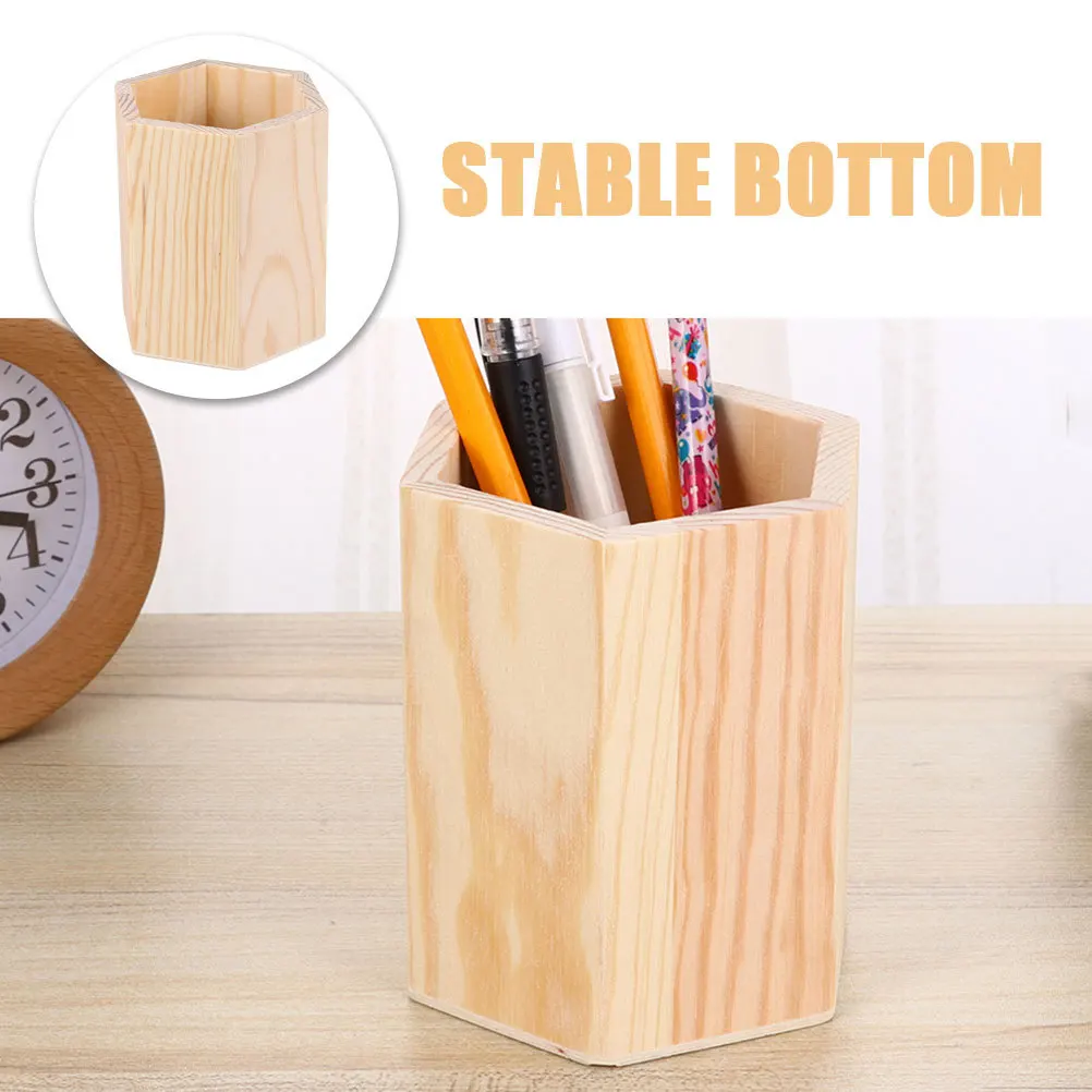 

4Pcs Blank Wood Pen Holder Unfinished Desktop Pen Organizer DIY Paintable Pencil Holder Makeup Brush Container