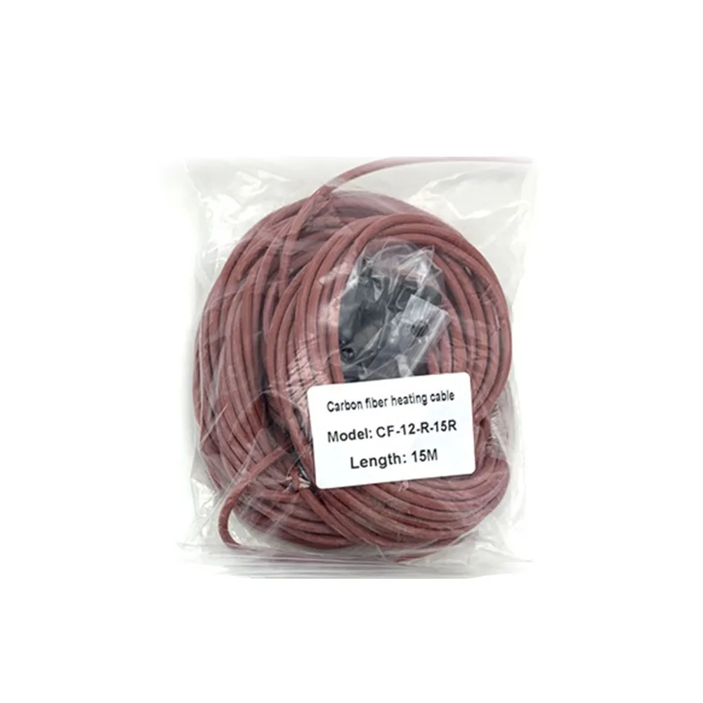12K 33 ohm Carbon Fiber Heating Wire, Silicone Heating Cable, 200C for maximum Temperature, Red Color, Strong and