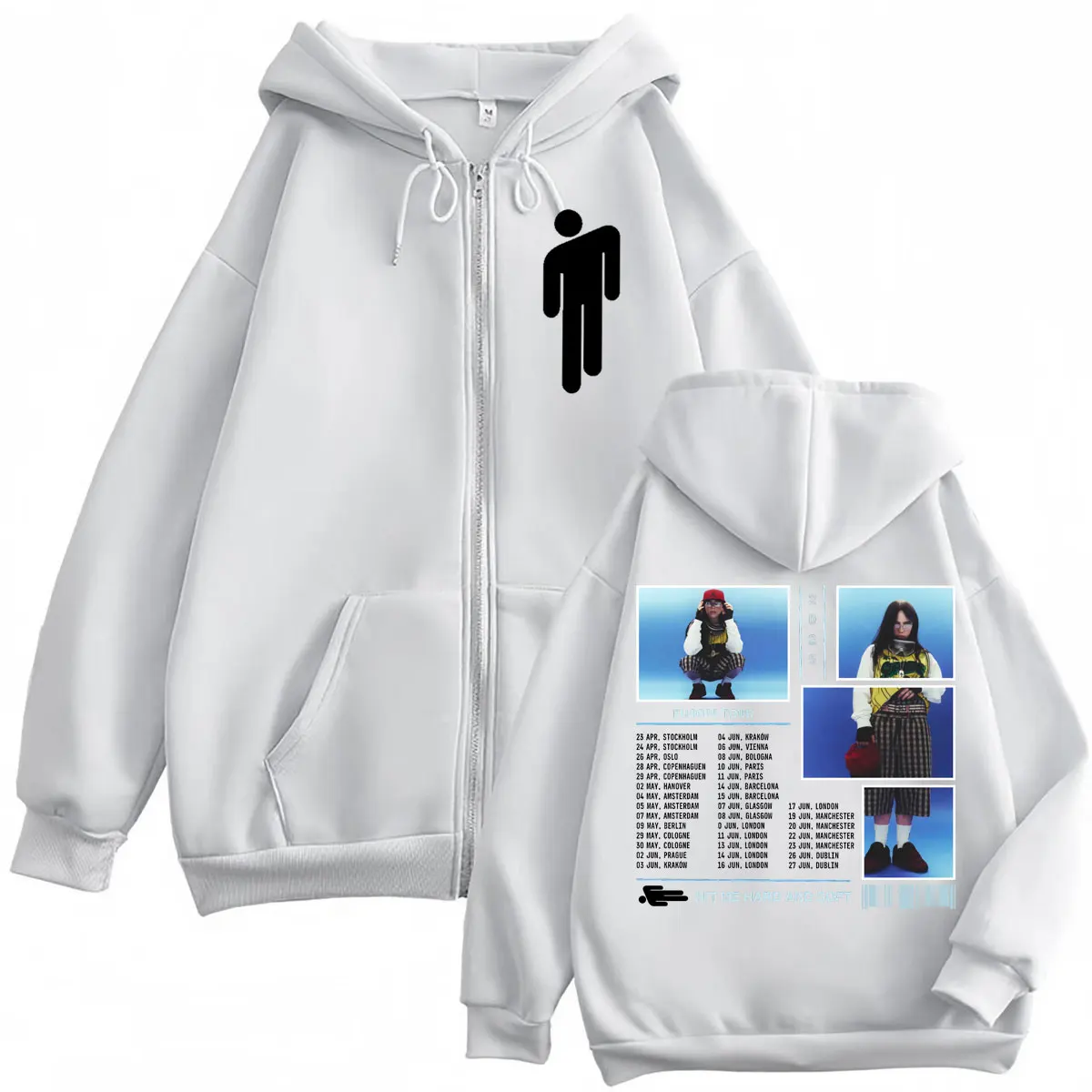 Hit Me Hard and Soft Tour 2025 Zipper Hoodies High Street Fashion Trend Zip Up Sweatshirts Men Women Casual Oversized Pullovers