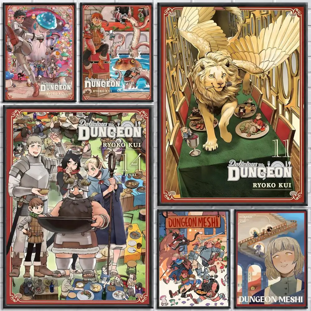 Anime Delicious in Dungeon Poster Self-adhesive Art Waterproof Paper Sticker Coffee House Bar Room Wall Decor