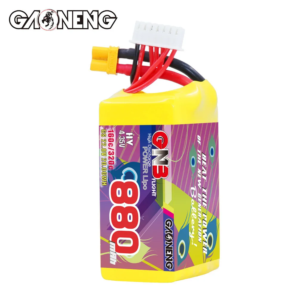 1/2Pcs GNB 6S 22.8V 880mAh 160C/320C LiPo Battery With XT30 Plug for FPV Drone Quadcopter Airplane Helicopter RC Parts Battery