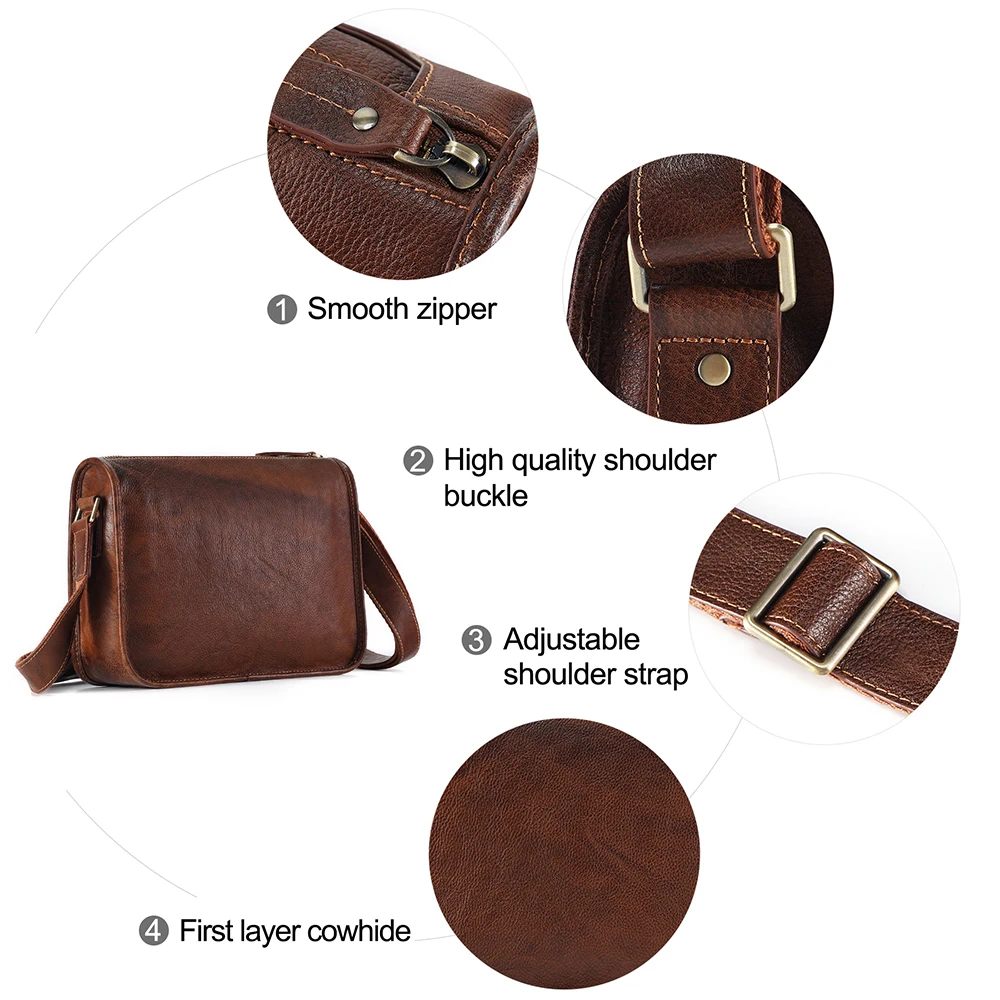 JOYIR Genuine Leather Small Messenger Bag Classic Men Shoulder Bag Work Busniess Crossbody Bag for 9.7\