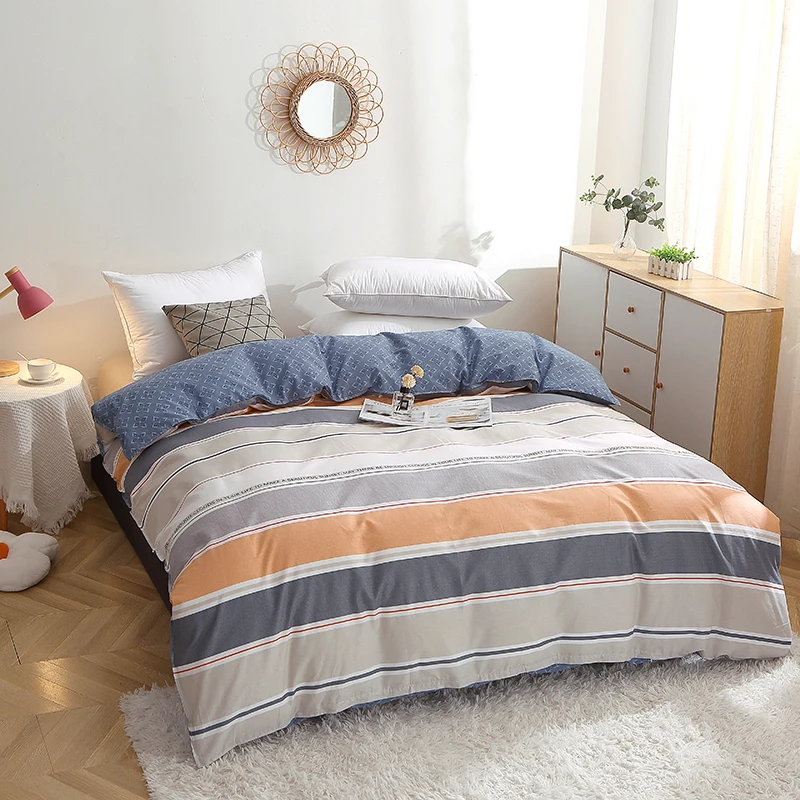 

Полосатый пододеяльник, 100% хлопок, серый, оранжевый, хаки, двусторонние пододеяльники, простое современное постельное белье для мужчин и женщин, домашний декор