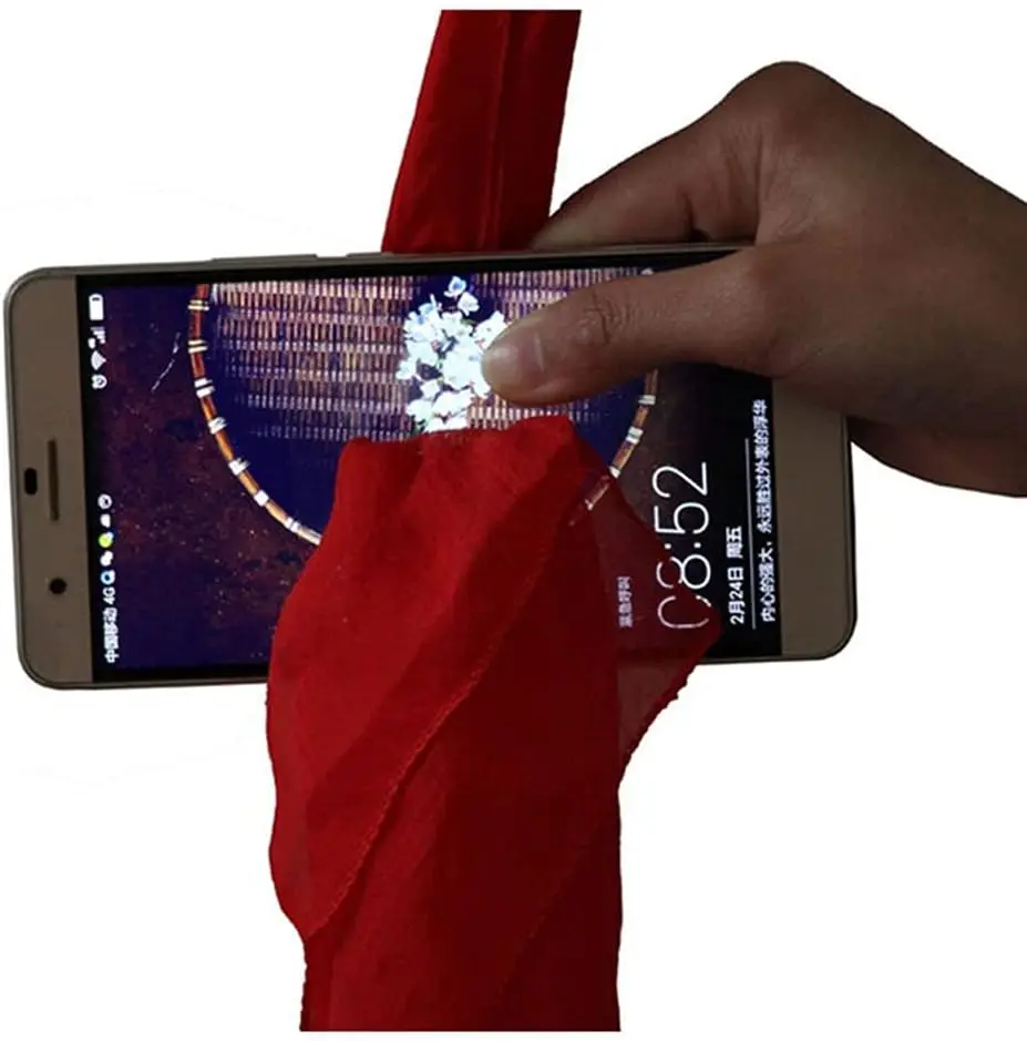 الساحر الحرير من خلال الهاتف خدعة سحرية اختراق أي هاتف مع القماش Mentalism منديل وشاح من خلال أوهام المحمول الحيل