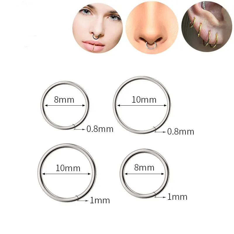 1/10/50pcs Wholesale Nose Ring Piercing G23 ASTM F136 Titanium Clicker Ear Cartilage Earring Helix Septum Rings Body Jewelry