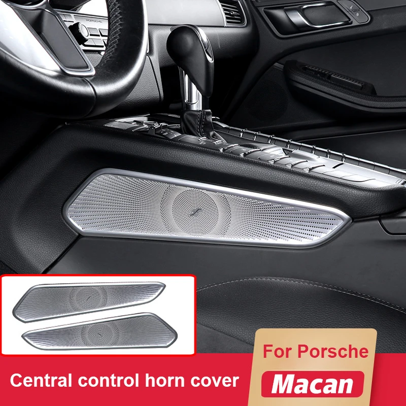 

For Porsche Macan 2014-2023 Car Center Control Speaker Audio Sound Loudspeaker Decoration Panel Cover Trim Silver Interior﻿