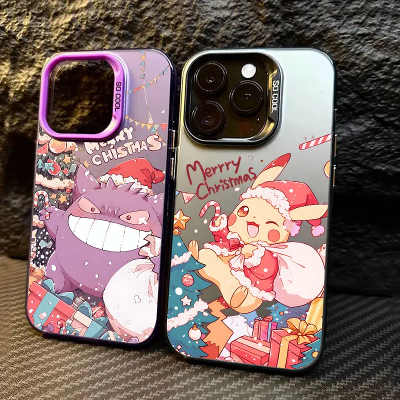 

Christmas Pokemons Gengar Anime Coque For Apple iPhone 17 16e 16 14 15 13 11 Pro Max Plus 12 17 Air Shockproof Case Phone Cover