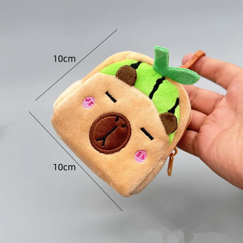 Capybara-Plüsch-Geldbörse, Stoff-Aufbewahrungstasche im minimalistischen Stil, ohne Druckkante, bezaubernder Rucksack-Anhänger für Kopfhörer und Datenkabel – Detail 4