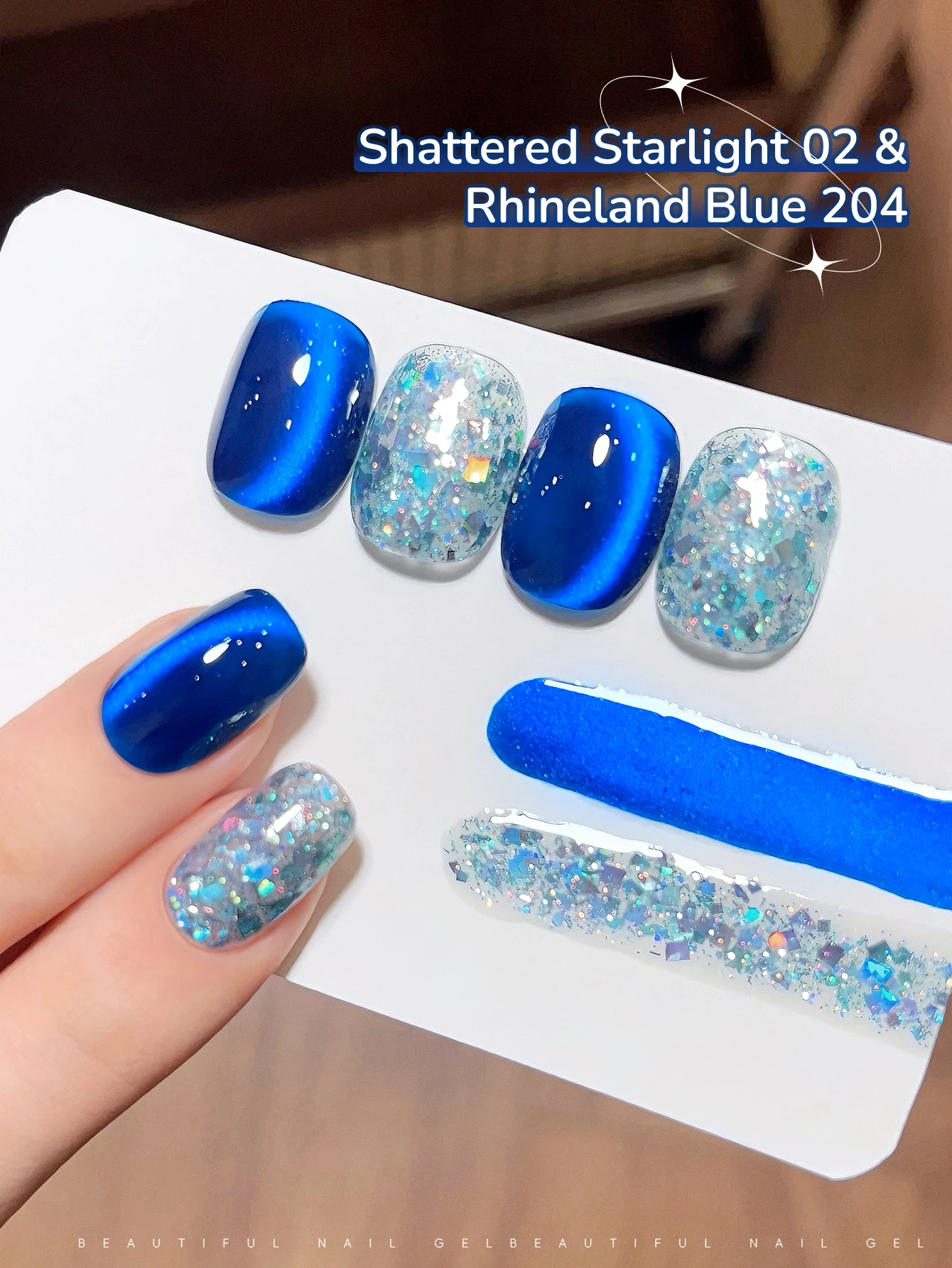 XEJAYI 2Pcs 15ml Blue Cat Eye Gel Nail Polish Set,UV LED Soaking Nail Gel, Semi-Permanent, DIY Salon Quality Nail Art Gel