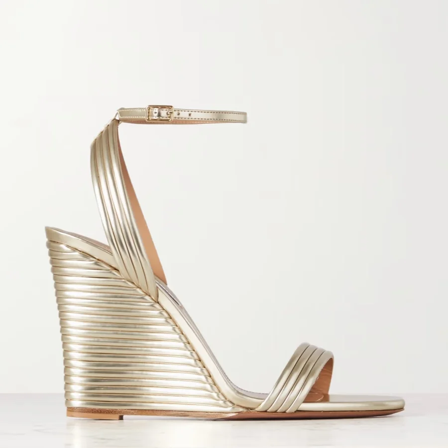 

Silver and Gold Metallic Leather Wedge Sandals