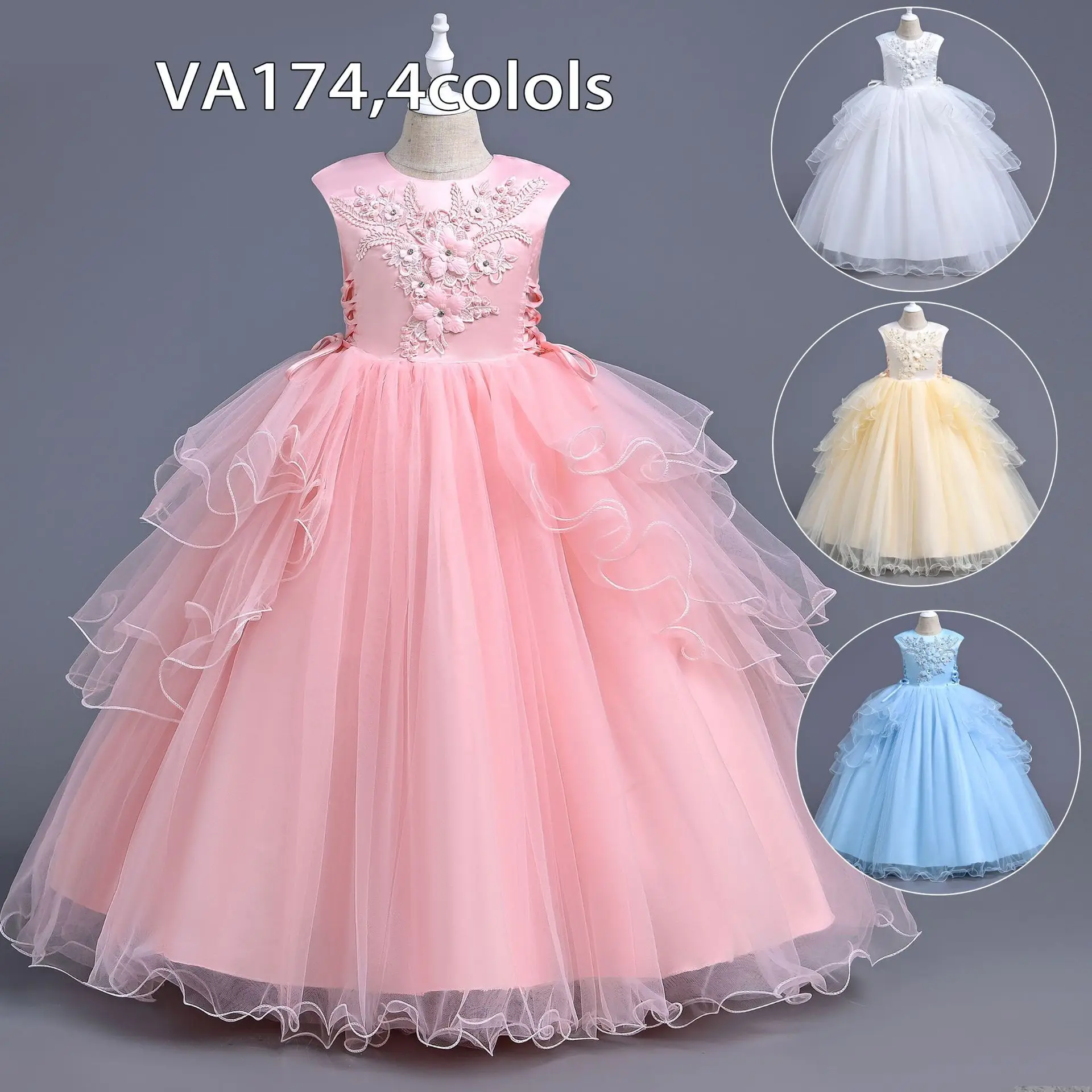 

Children's Dress Mesh Tutu Skirt Female Host Piano Performance Outfit Girls Princess Dress Winter