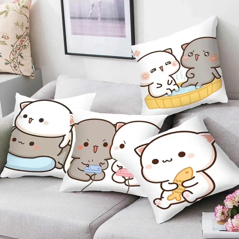 Cushion Cover Cartoon Zipper Pillowcase Heart Pattern Sofa Cushion Cover Home Decorative Pillowcase Decoration