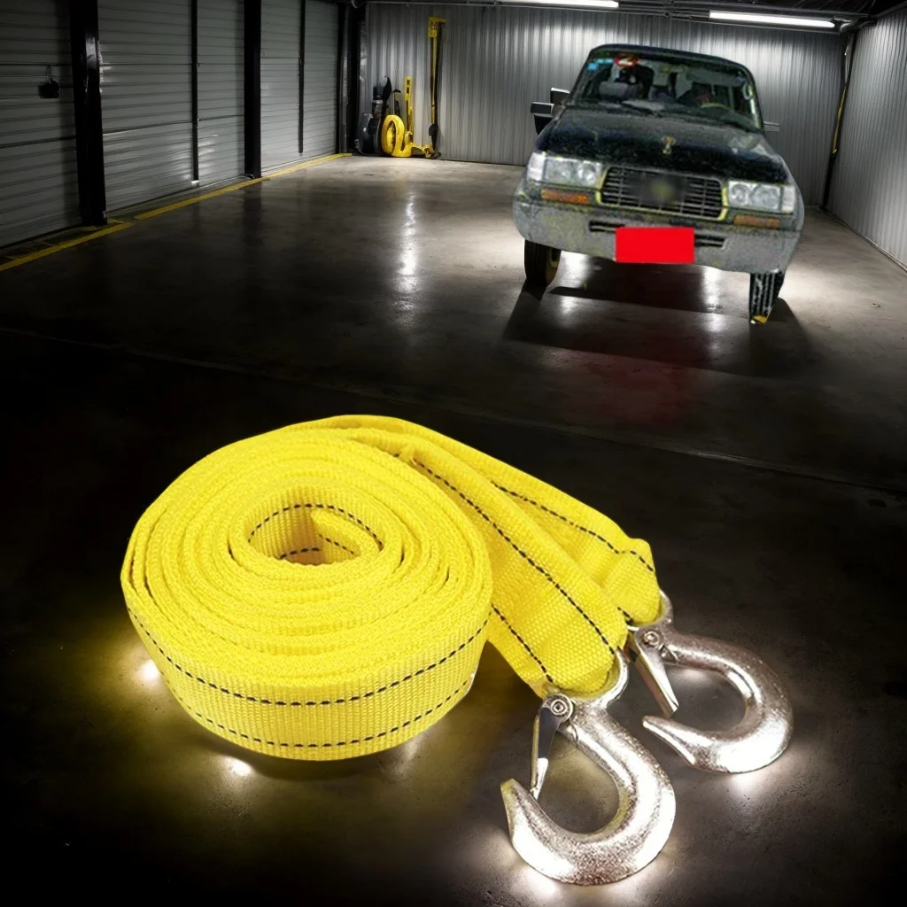4M Heavy-Duty 5-Ton Car Tow Cable - Towing Strap with Hooks for Audi/Benz/Ford/Toyota/BMW (Road Recovery)
