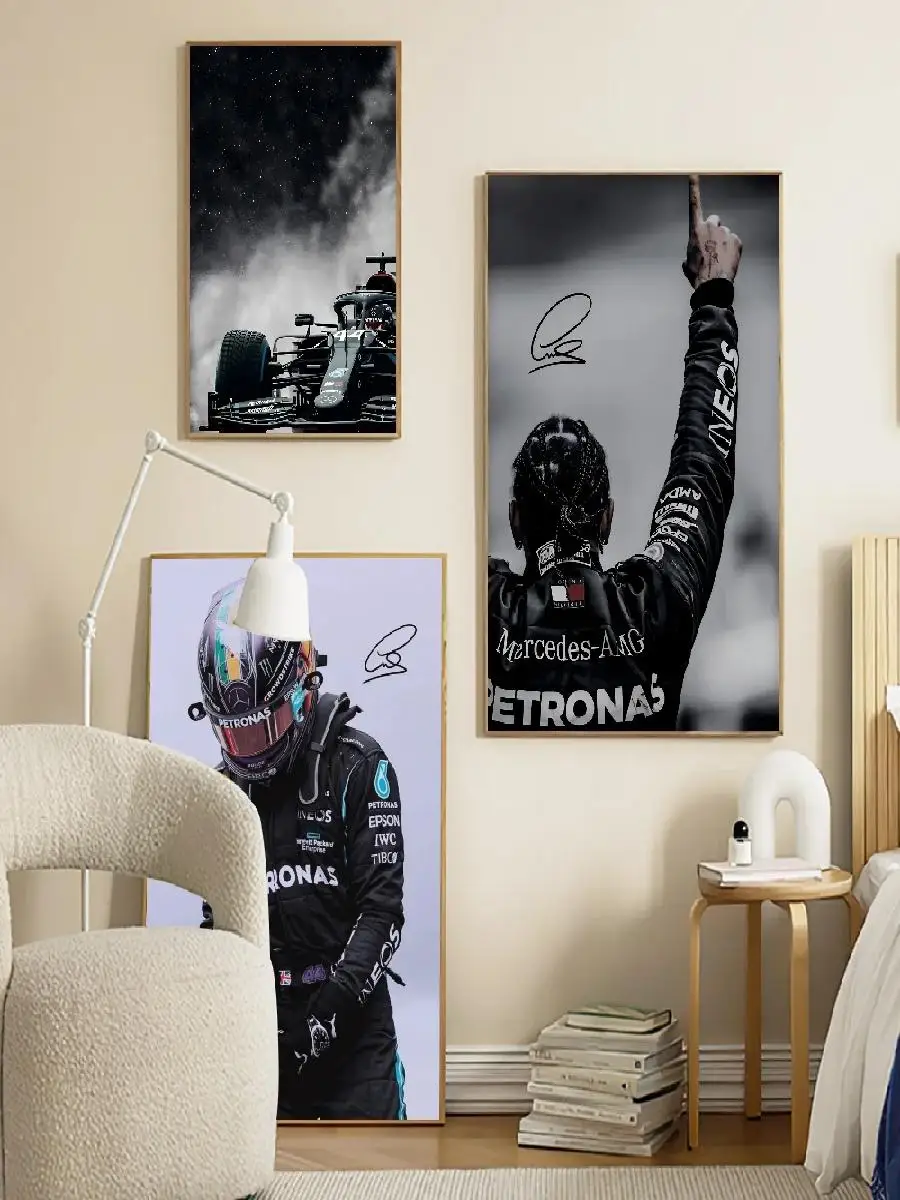 F Racer Lewis Hamilton DIY Sticky Poster  Vintage Wall Decor for Home Room Bar Cafe  Racing Art