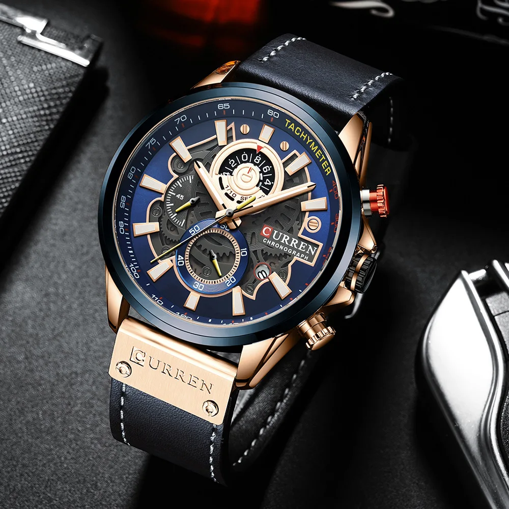

Curren 8380 Fashionable Luxury Quartz Men's Watch Multi Functional Waterproof Luminous Calendar Watches for Men Reloj Hombre