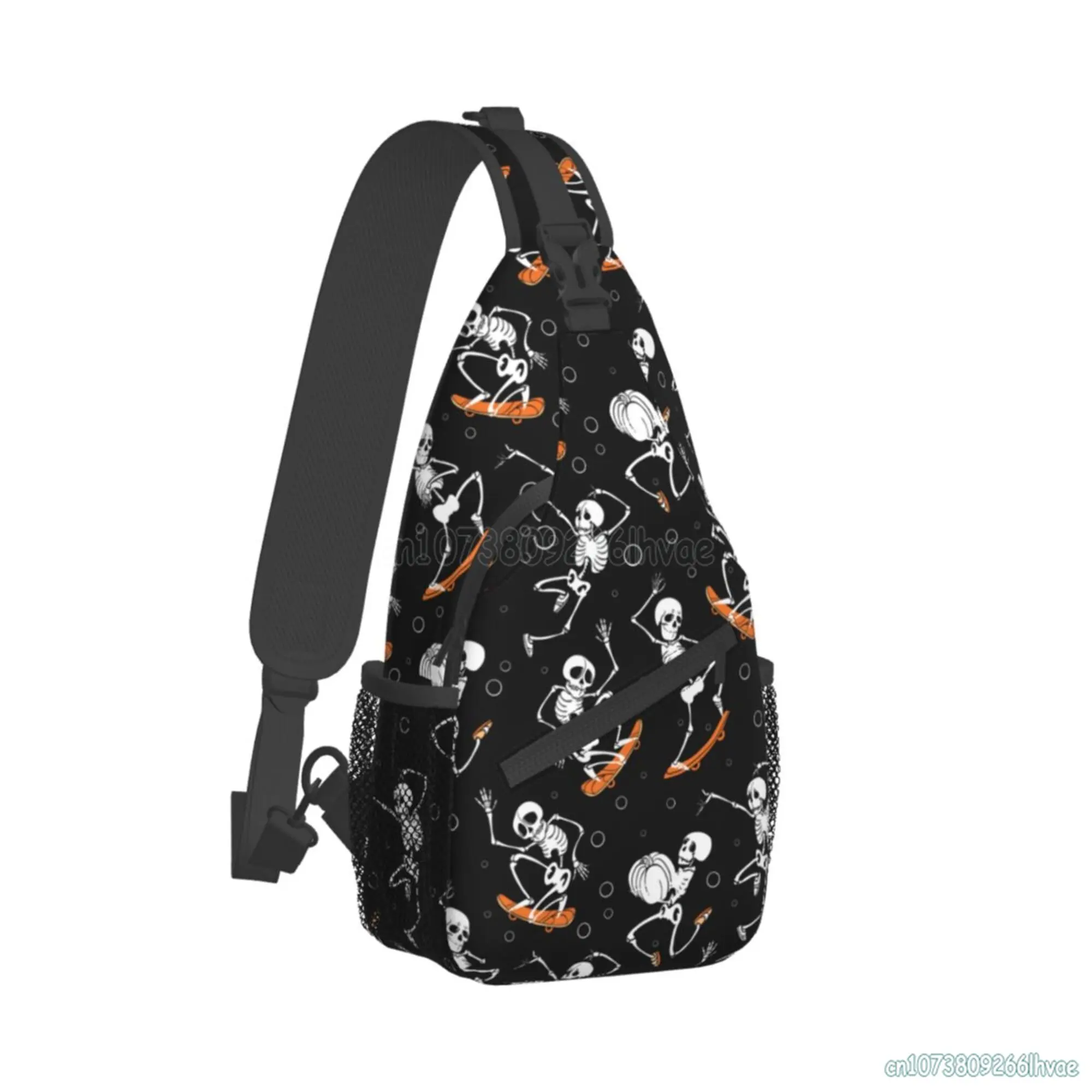 Funny Skateboard Skull Party Sling Backpack Unisex Fashion Casual Chest Bags Soft Crossbody Daypack for Travel Hiking Camping