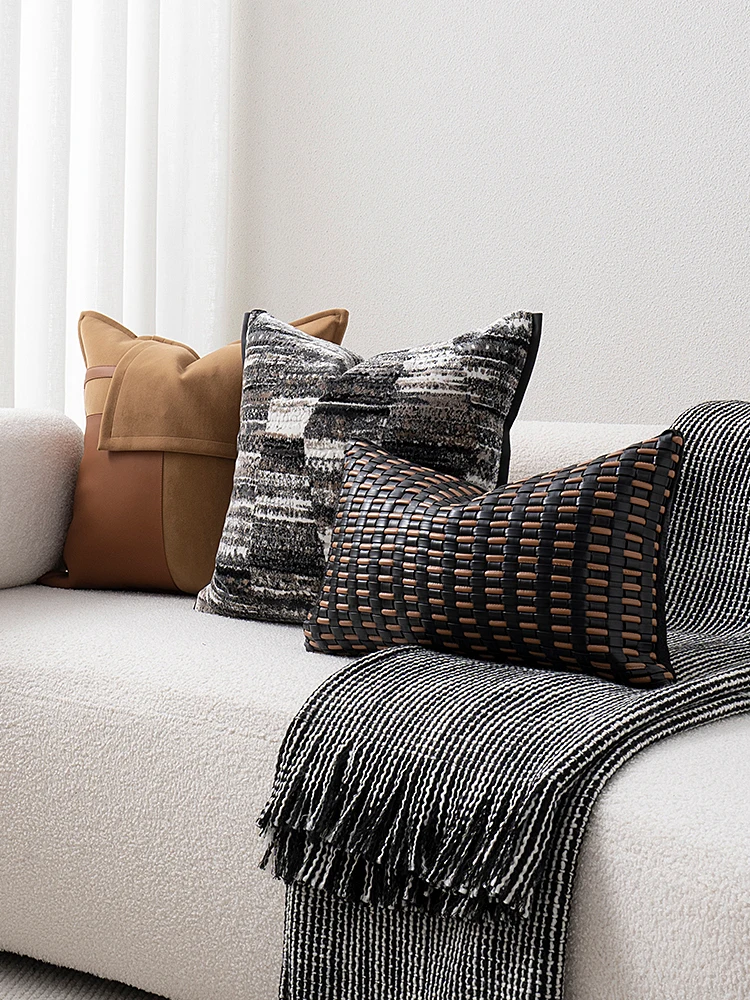 

Knitted Sofa Pillow Blanket Cover Villa High End Backrest Cushion Home Living Room Decorative Throw Pillow Case
