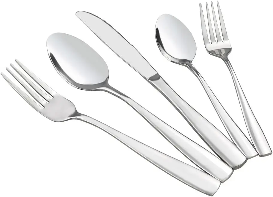 

80-Piece Stainless Steel Flatware Set for 16 People, Modern Design, Durable and Versatile