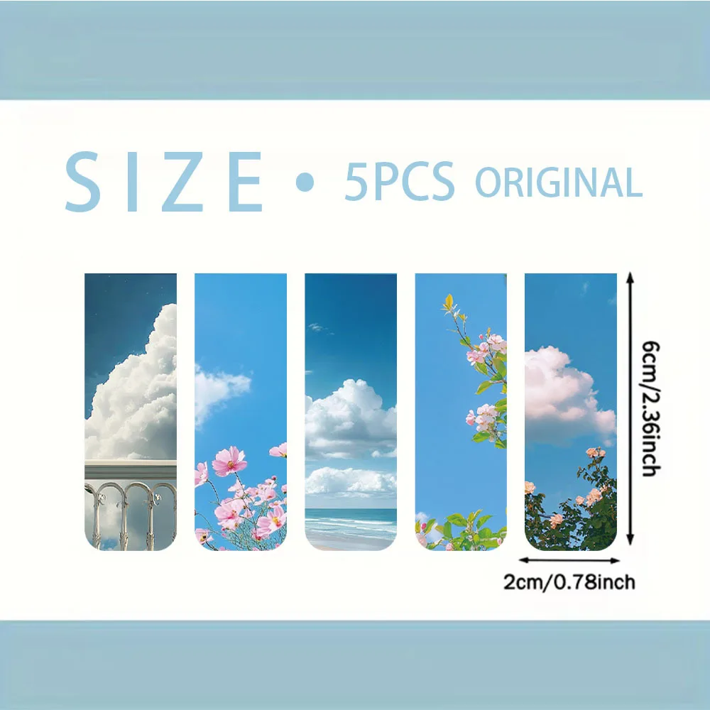 5PCS Magnetic Bookmarks the Sky Design Reading Page Markers Student Creative Gift Book Decoration Page Signings